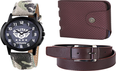 

Crazeis Analog Watch Combo(Grey)