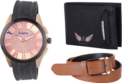 

Crazeis Analog Watch Combo(Black)