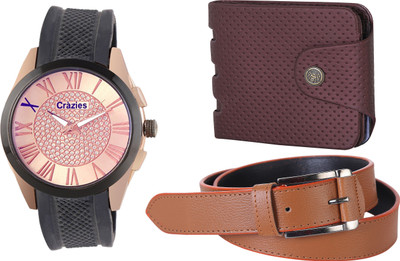

Crazeis Analog Watch Combo(Black)