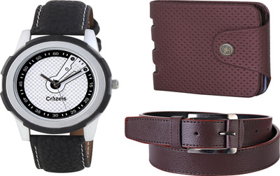 

Crazeis Analog Watch Combo(Black)