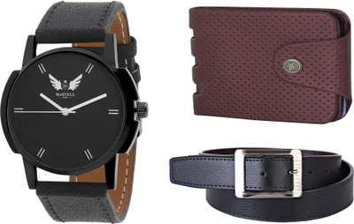 

Martell Wallet, Analog Watch, Belt Combo(Black)