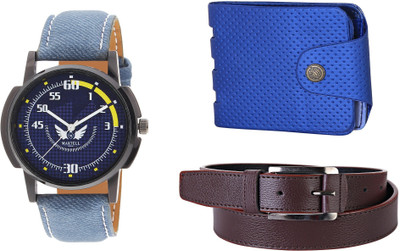

Martell Wallet, Analog Watch, Belt Combo(Blue)