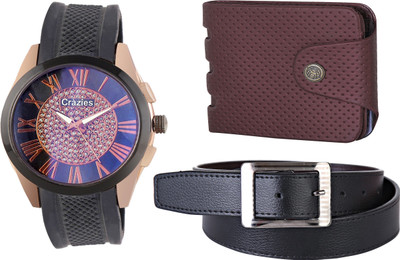 

Crazeis Analog Watch Combo(Black)