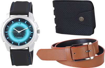 

Crazeis Analog Watch Combo(Black)