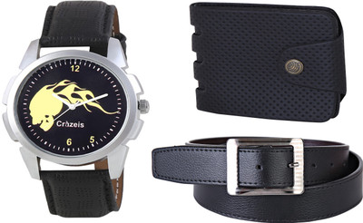 

Crazeis Analog Watch Combo(Black)