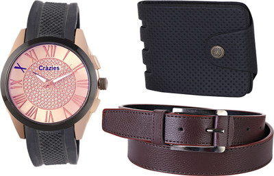 

Crazeis Analog Watch Combo(Black)