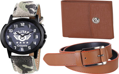 

Crazeis Analog Watch Combo(Grey)
