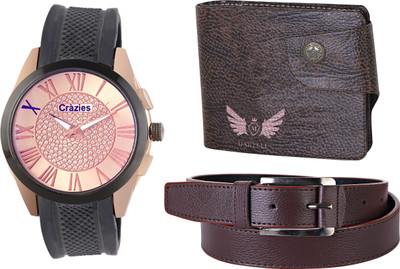 

Crazeis Analog Watch Combo(Black)