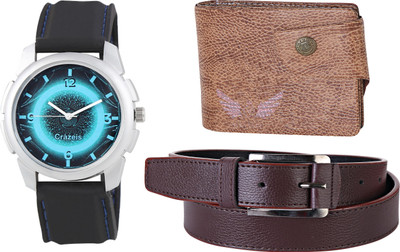 

Crazeis Analog Watch Combo(Black)