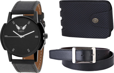

Martell Wallet, Analog Watch, Belt Combo(Black)