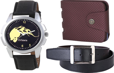 

Crazeis Analog Watch Combo(Black)