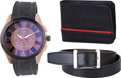 

Crazeis Analog Watch Combo(Black)