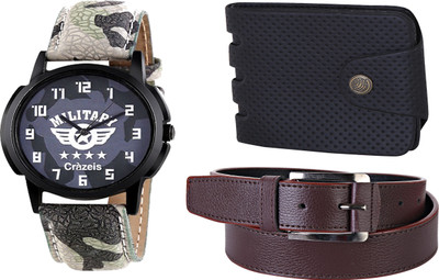 

Crazeis Analog Watch Combo(Grey)