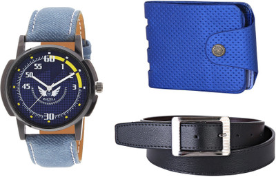 

Martell Wallet, Analog Watch, Belt Combo(Blue)