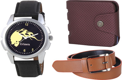 

Crazeis Analog Watch Combo(Black)