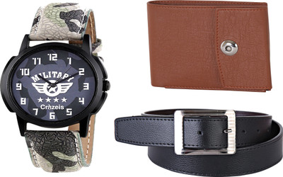 

Crazeis Analog Watch Combo(Grey)
