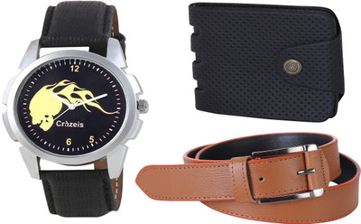 

Crazeis Analog Watch Combo(Black)