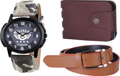 Crazeis Analog Watch Combo(Grey)
