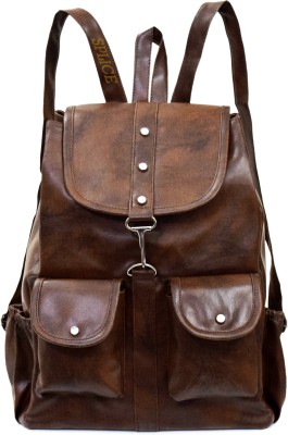 

SPLICE PU Leather Backpack School Bag Student Backpack Women Travel bag 6 L Backpack(Brown)