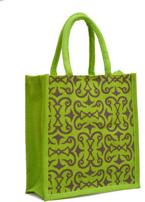 

AGGDA Green Color with Black Arrow Design with Green Rope Handle Jute Burlap Lunch Tiffin Outdoor Handbag Bag Working Office Bag (Nursery/Play School) Waterproof Multipurpose Bag(Green, 12 L)