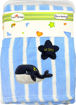 

1st Step Striped  Crib Baby Blanket(100% Wool, SkyBlue