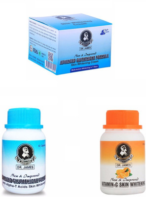 

Dr. James Glutathione, Vitamin C and Cream Skin Whitening Combo Kit(120 g)