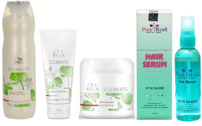 

Pink Root Hair Serum and Wella Elements Shampoo, Conditioner with Mask(Set of 4)