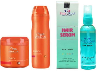 

Pink Root Hair Serum and Wella Enrich Shampoo, Mask(Set of 3)