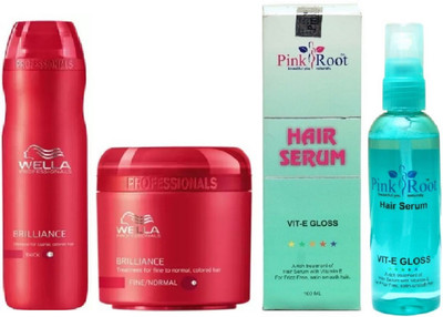 

Pink Root Hair Serum and Wella Brilliance Shampoo, Mask(Set of 3)