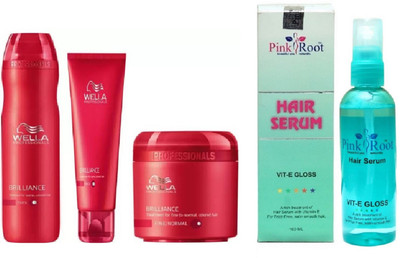 

Pink Root Hair Serum and Wella Brilliance Shampoo, Conditioner with Mask(Set of 4)