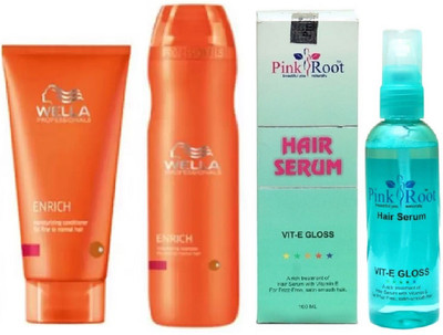 

Pink Root Hair Serum and Wella Enrich Shampoo, Conditioner(Set of 3)