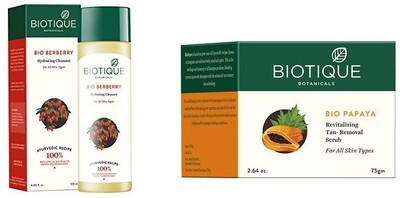 

BIOTIQUE BIO Berberry Hydrating Cleanser, Papaya Revitalizing Tan-Removal Scrub(Set of 2)