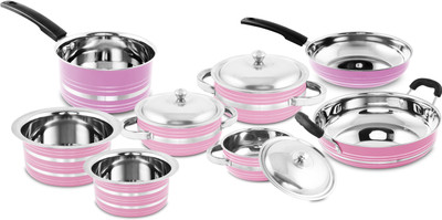 Classic Essential Induction Bottom Cookware Set(Stainless Steel, 14 - Piece)