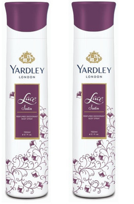 

Yardley London Lace Satin Body Spray Women for Women 150ML Each (Pack of 2) Body Spray - For Women(300 ml, Pack of 2)