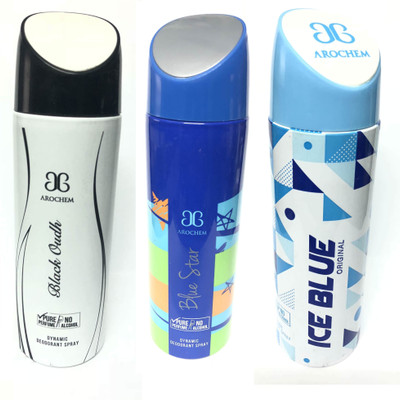 

Arochem deodoran Perfume Body Spray - For Men & Women(600 ml, Pack of 3)