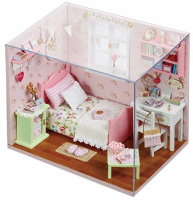

KADAM Sunshine Angel Themed Dollhouse Miniature DIY House Kit Creative Room With Furniture & Accessories - Perfect DIY Gift for Kids, Children, Teens, Friends, Families, Birthday/Valentine's Day(Pink)