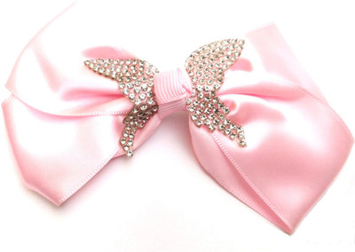 

LOOK NEW Pink Butterfly Diamante Hair Bow Clip Hair Clip(Pink)