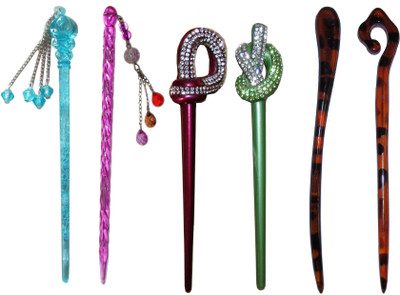 

PAHACHAN Combo of Multi Color Juda Sticks Bun Stick(Multicolor)