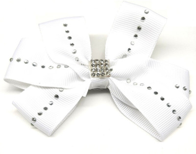 

LOOK NEW White Hair Bow Diamante Clip Hair Clip(White)