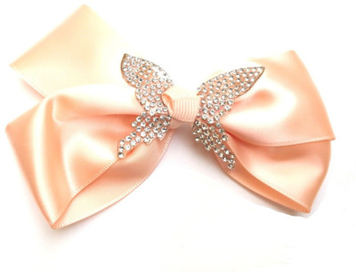 

LOOK NEW Peach Butterfly Diamante Hair Bow Clip Hair Clip(Orange)