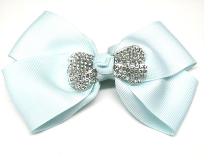 

LOOK NEW Light Blue Hair Bow Diamante Clip Hair Clip(Blue)