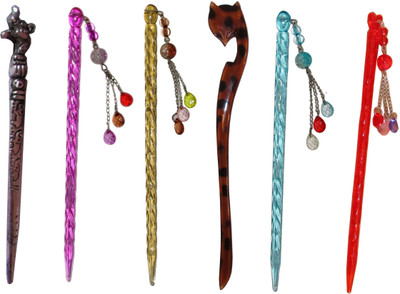 

SHUKOO Combo of Multi Color Juda Sticks Bun Stick(Multicolor)