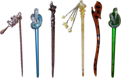 

SHABD Combo of Multi Color Juda Sticks Bun Stick(Multicolor)