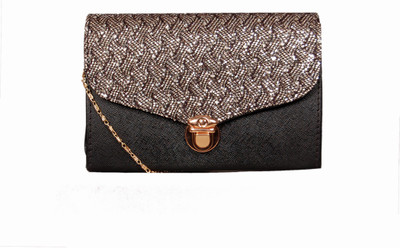 

SV Creations Women Evening/Party Black Leatherette Sling Bag