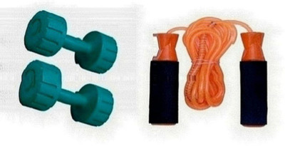 

HEALTH FIT INDIA GREEN COLOR 3KG VINYL PLASTIC DUMBELL AND ORANGE COLOR BEARING SKIPPING ROPE Gym & Fitness Kit