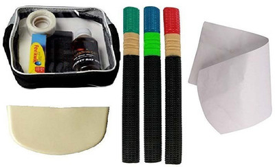 

SG Combo of Six- One Bat Care Kit, One Bat Toe Guard ,Cricket Bat Grip (Pack of 3) and one cricket bat Face Cover (Color On Availability)- Cricket Kit
