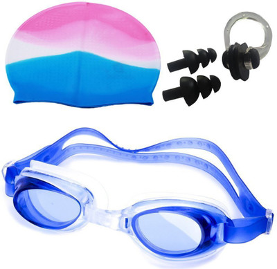 

QUINERGYS ™ Dense Purple - Swimming kit with Silicone Swim Cap, Goggle, 2 Pair Ear Plugs and 1 Nose Clip Combo Swimming Kit