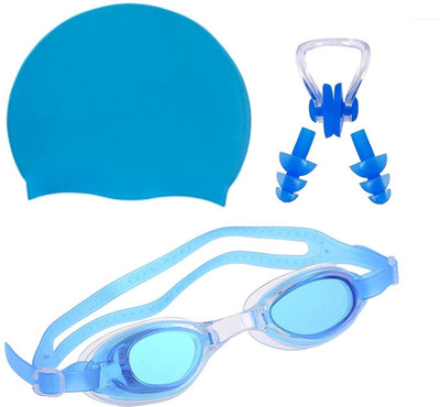 

QUINERGYS ® Sky-Blue - Complete Swimming Kit with Cap, goggles and earplugs Swimming Kit