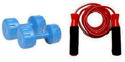 

Venom BLUE COLOR 1KG VINYL PLASTIC DUMBELL AND RED COLOR BEARING SKIPPING ROPE Gym & Fitness Kit