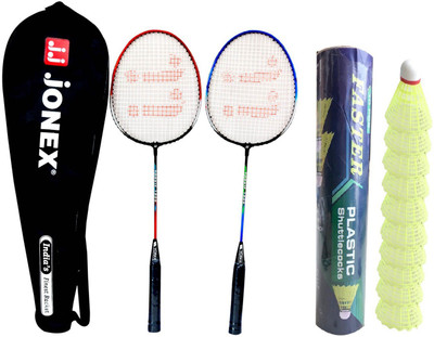 

Jonex 2 Aluminum Racket set with full cover and Faster PVC shuttle box Badminton Kit